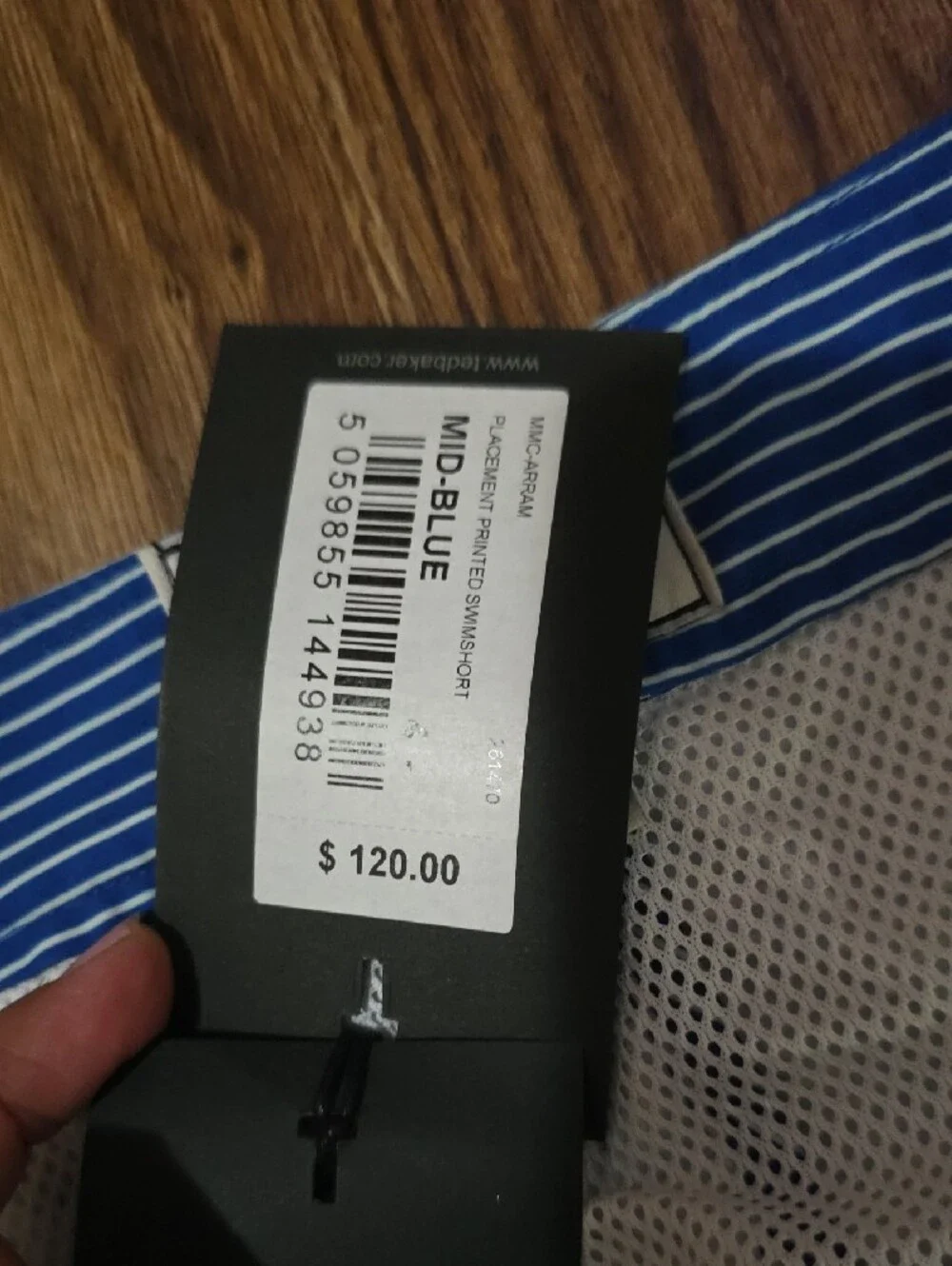 Ted Baker London Blue and White Striped Swim Trunks